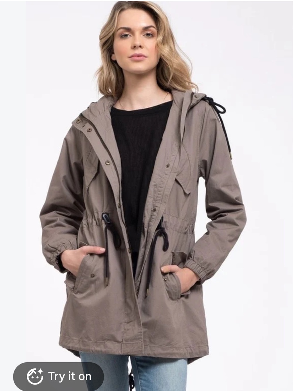 Day to Day Blu Pepper Gray Brown Long Cargo Jacket Coat Sz S